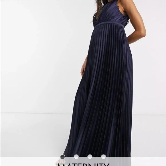 navy maternity evening dress Navy Side Slit Satin Maternity Maxi Dress – PinkBlush